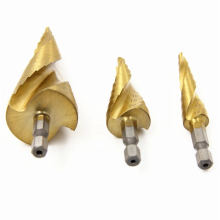 Quick Change shaft HSS Titanium Coated Spiral Grooved Step Drill Bit 3-Piece Set